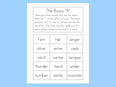 Bossy “R” Word Sorts